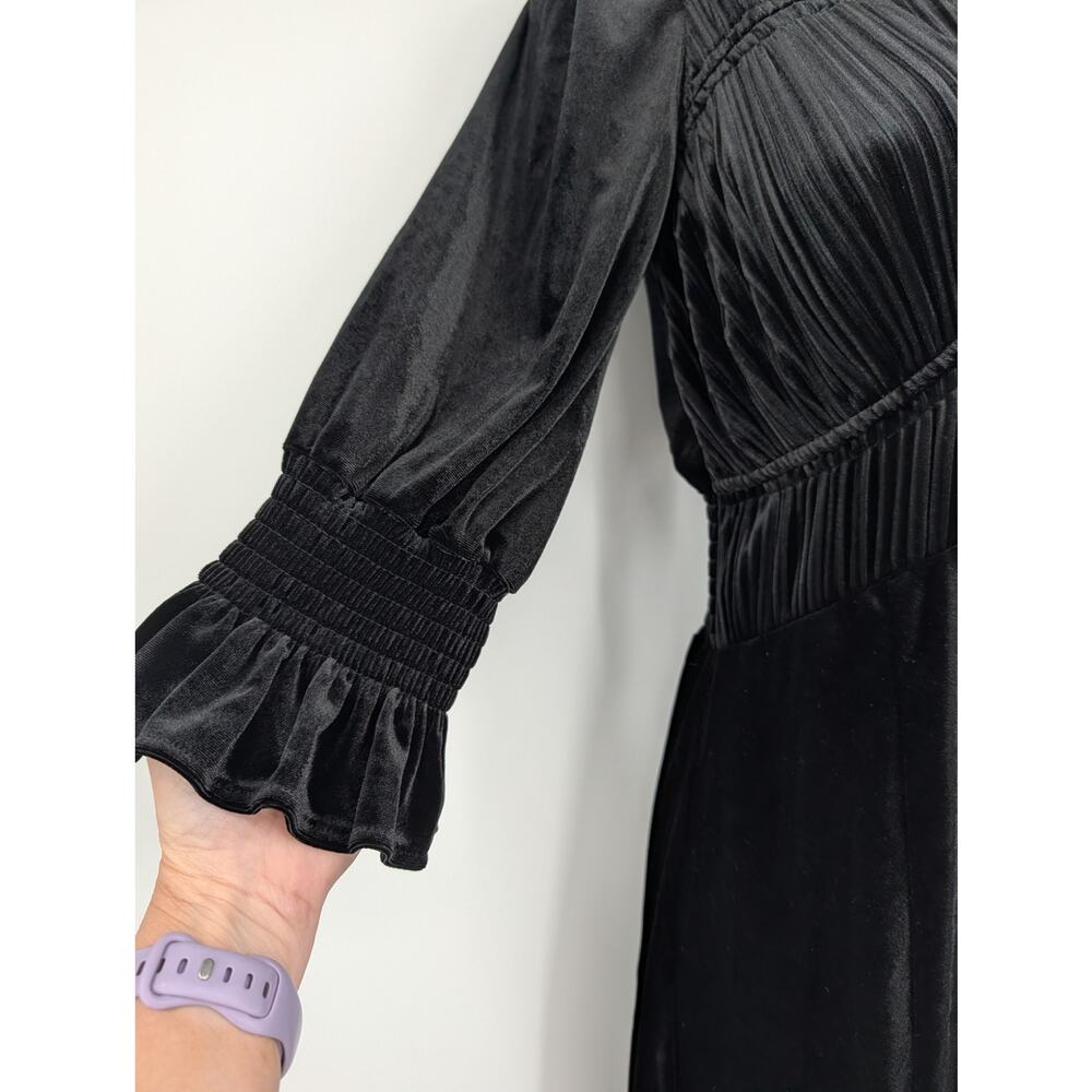 NWT ALLSAINTS Ani Velvet Dress 0 Black Whimsigoth Feminine Victorian Babydoll - Picture 5 of 10